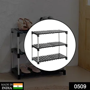 0509 3-Tier Fouldable Solid Stainless Steel Shoe Rack