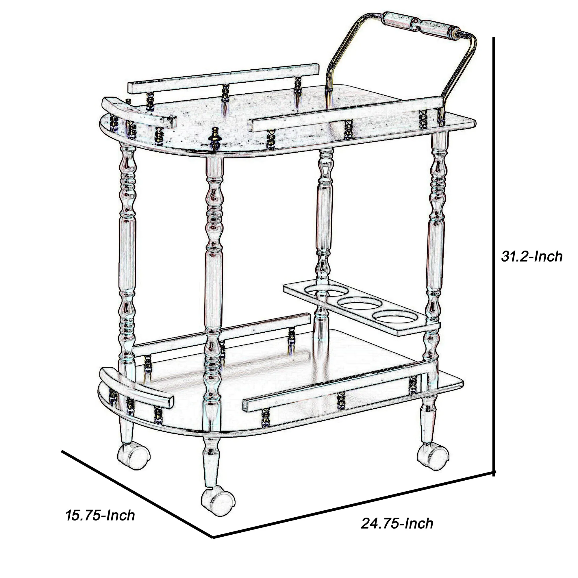 2-Tier Serving Cart, Brown By Benzara