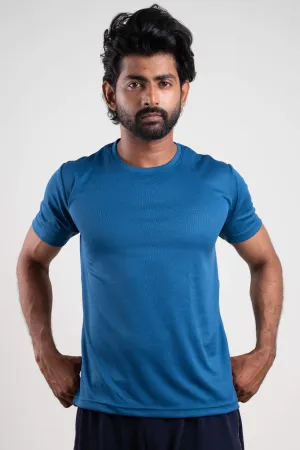 Active Blue Crew Neck Tshirt  For Men