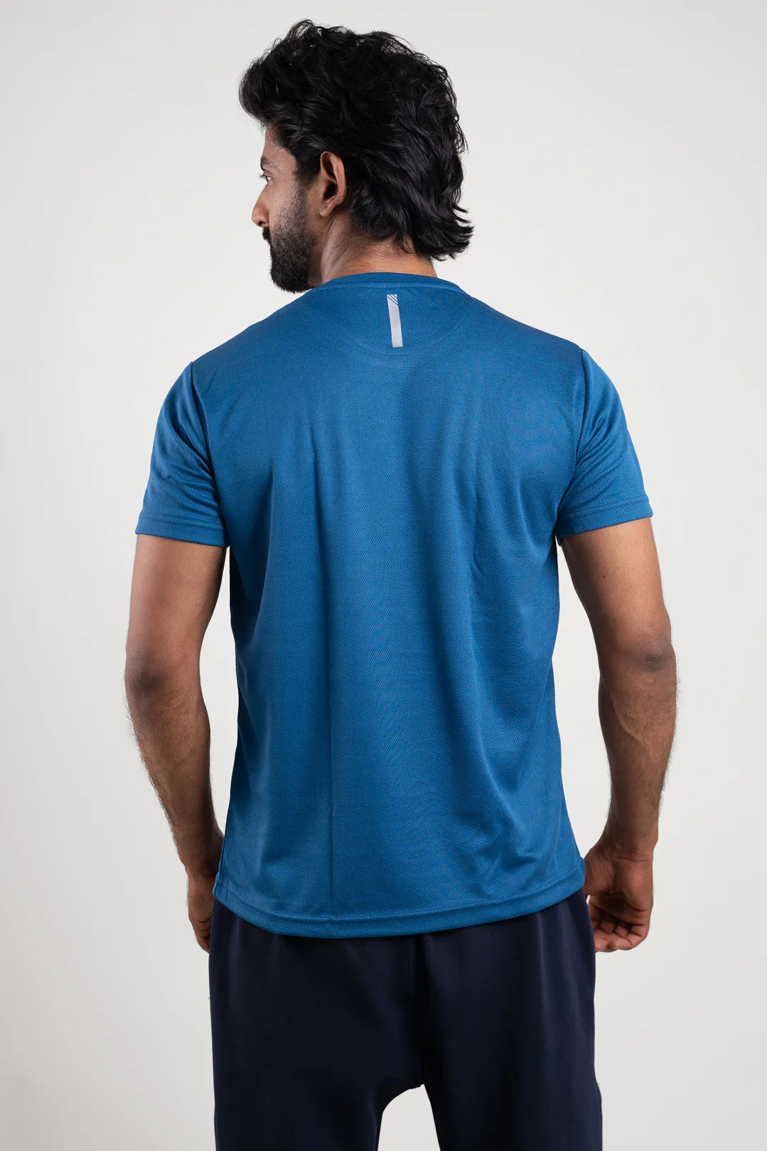 Active Blue Crew Neck Tshirt  For Men