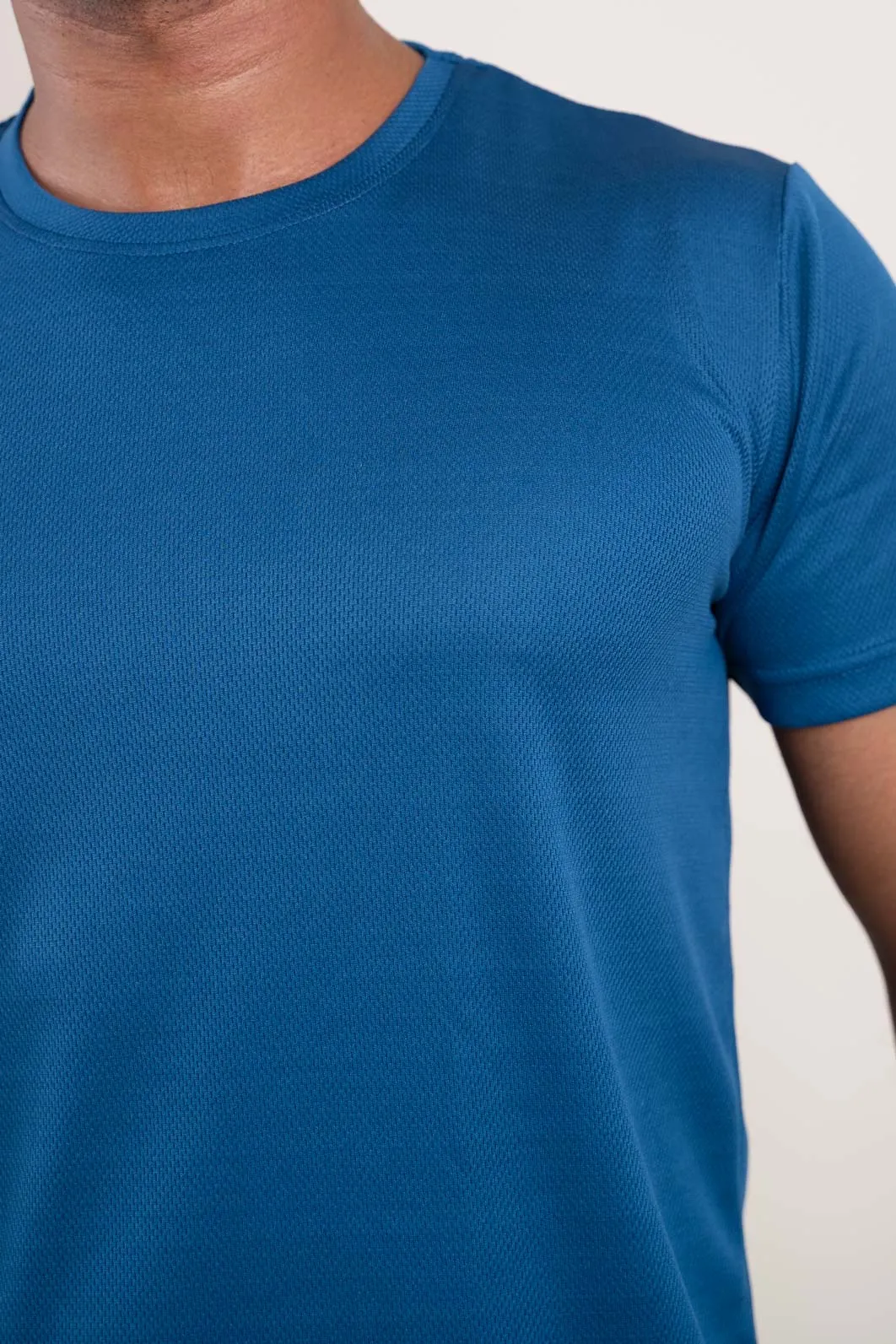 Active Blue Crew Neck Tshirt  For Men