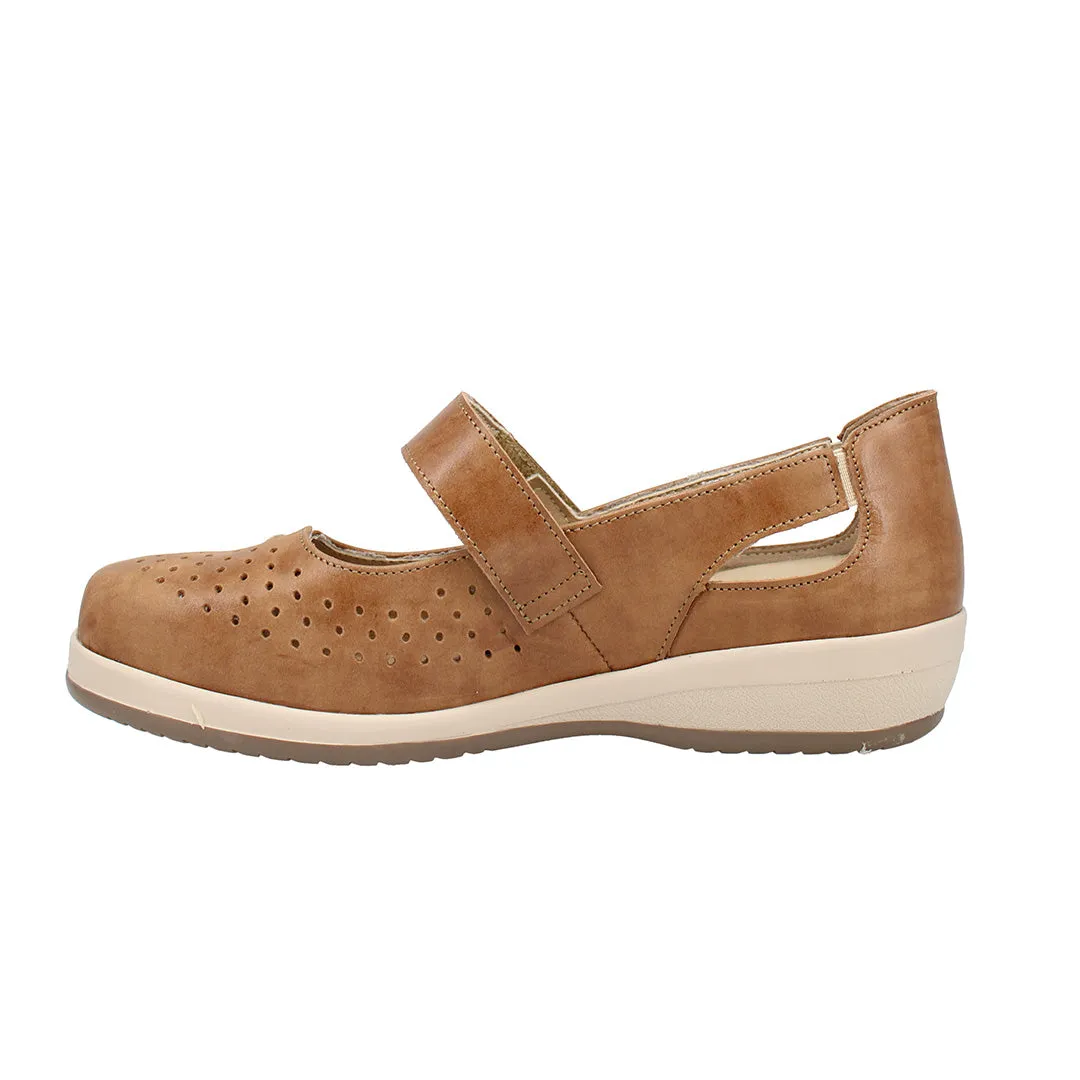 Ada Extra Wide Women's Leather Cut Out Design Mary Jane Shoe