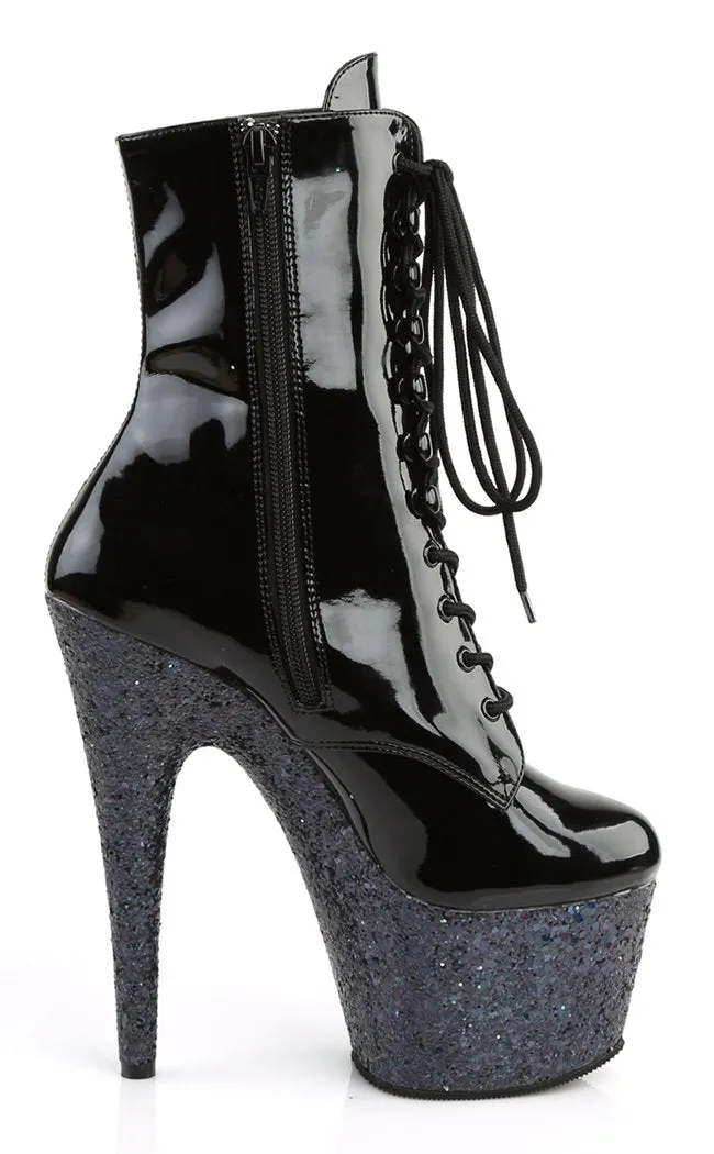 ADORE-1020LG Black Multi Glitter Ankle Boots