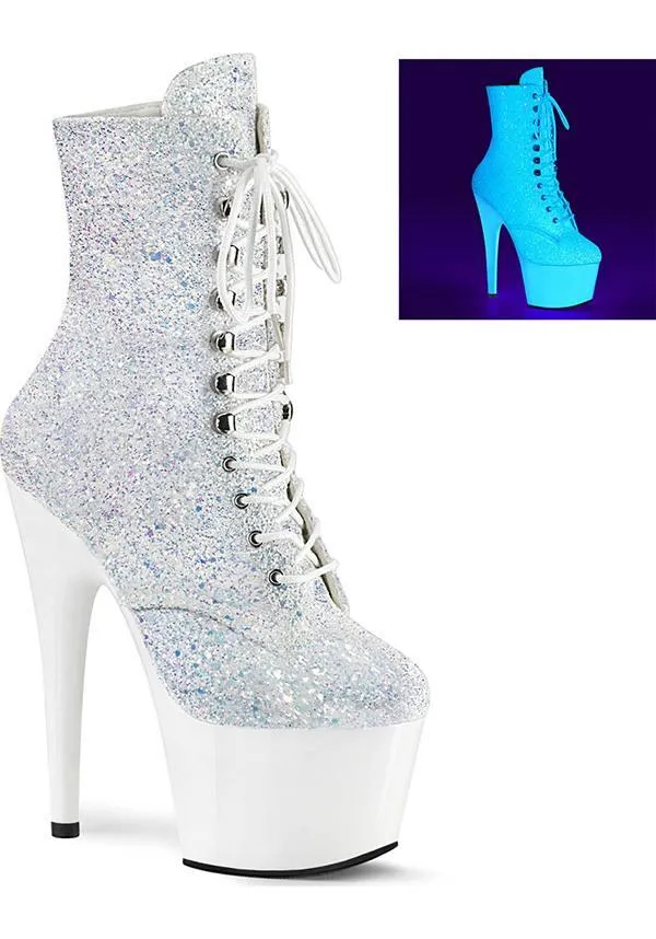 ADORE-1020LG [Multi Glitter/Neon White] | PLATFORM BOOTS [PREORDER]