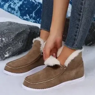 Amozae-Women Snow Boots Winter 2024 Fashion Casual Warm Shoes for Women Slip On Lady Comfort Female Ankle Boot Footwear Botas De Mujer