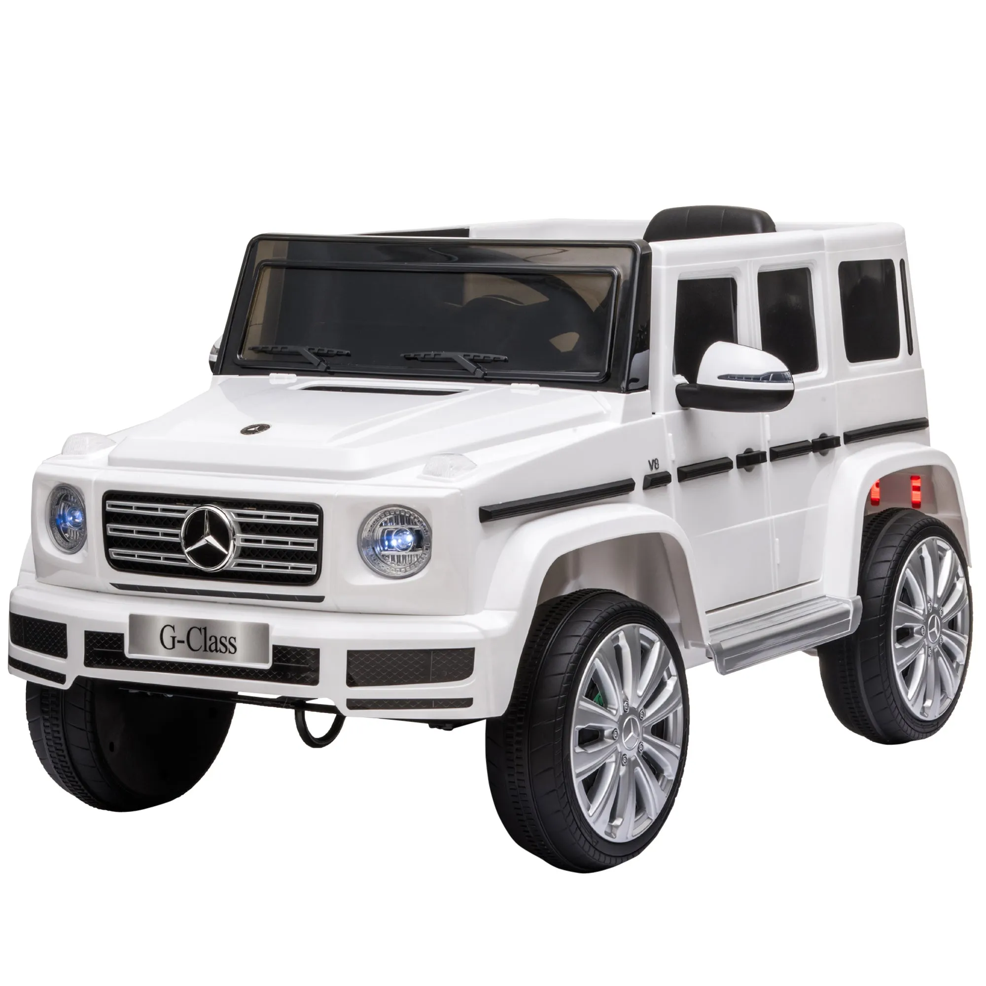 Aosom 12V Kids Electric Car, Mercedes Benz G500 Licensed Battery Powered Ride on Truck for Kids with Remote Control, Headlights, Music, Suspension & Storage for Boys and Girls, White