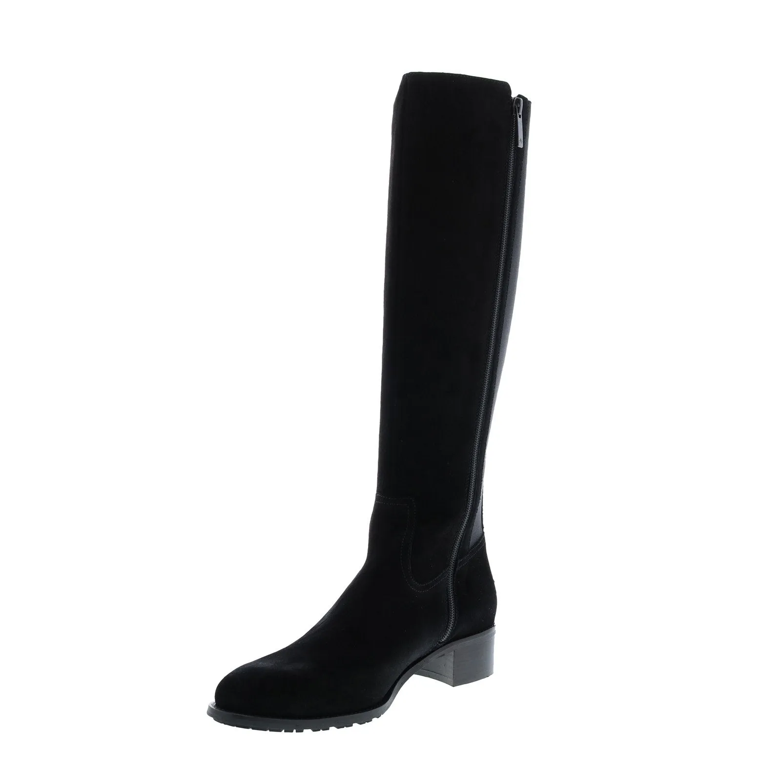 Aquatalia Olidia Suede Elastic 34L3867-BLK Womens Black Suede Zipper Knee High Boots