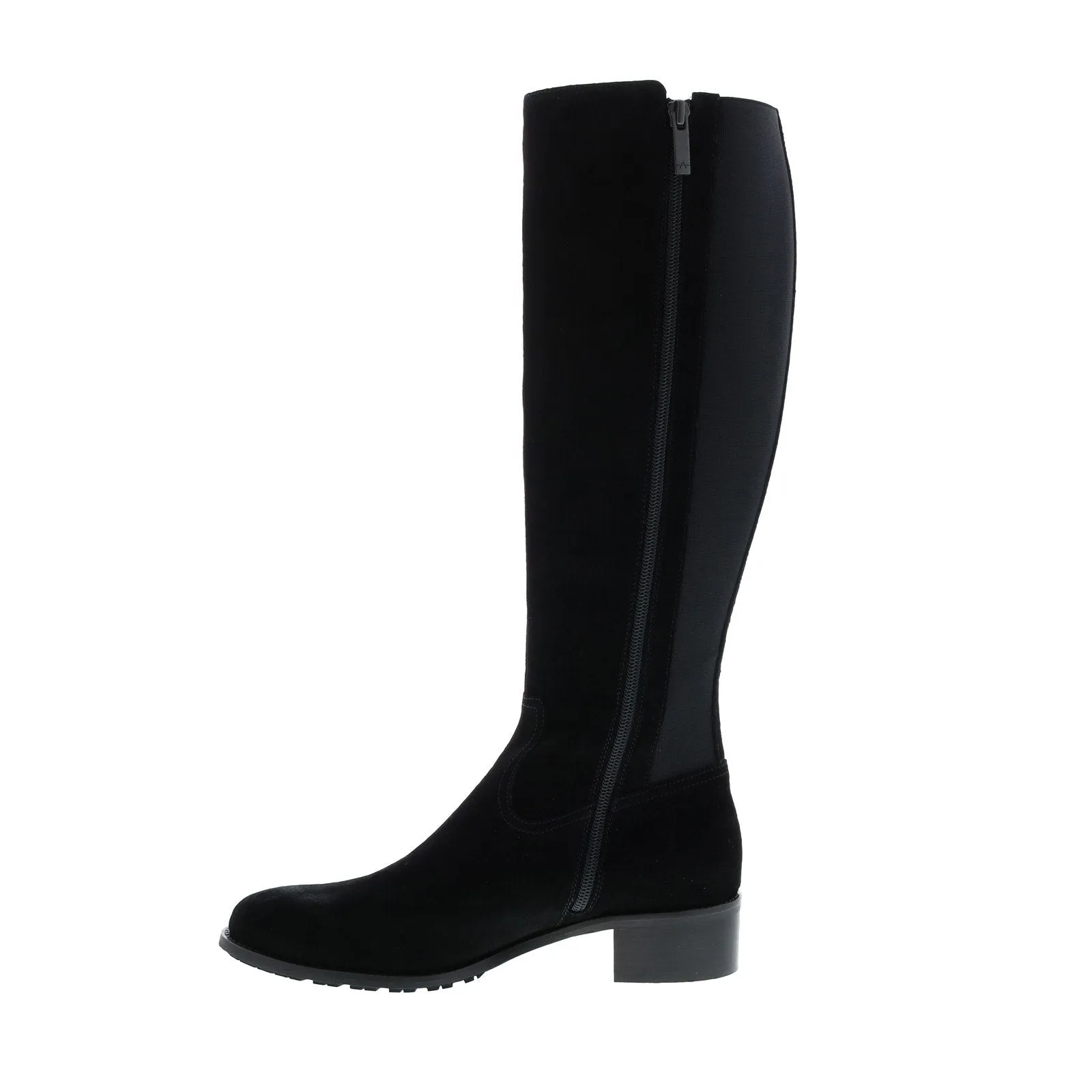 Aquatalia Olidia Suede Elastic 34L3867-BLK Womens Black Suede Zipper Knee High Boots