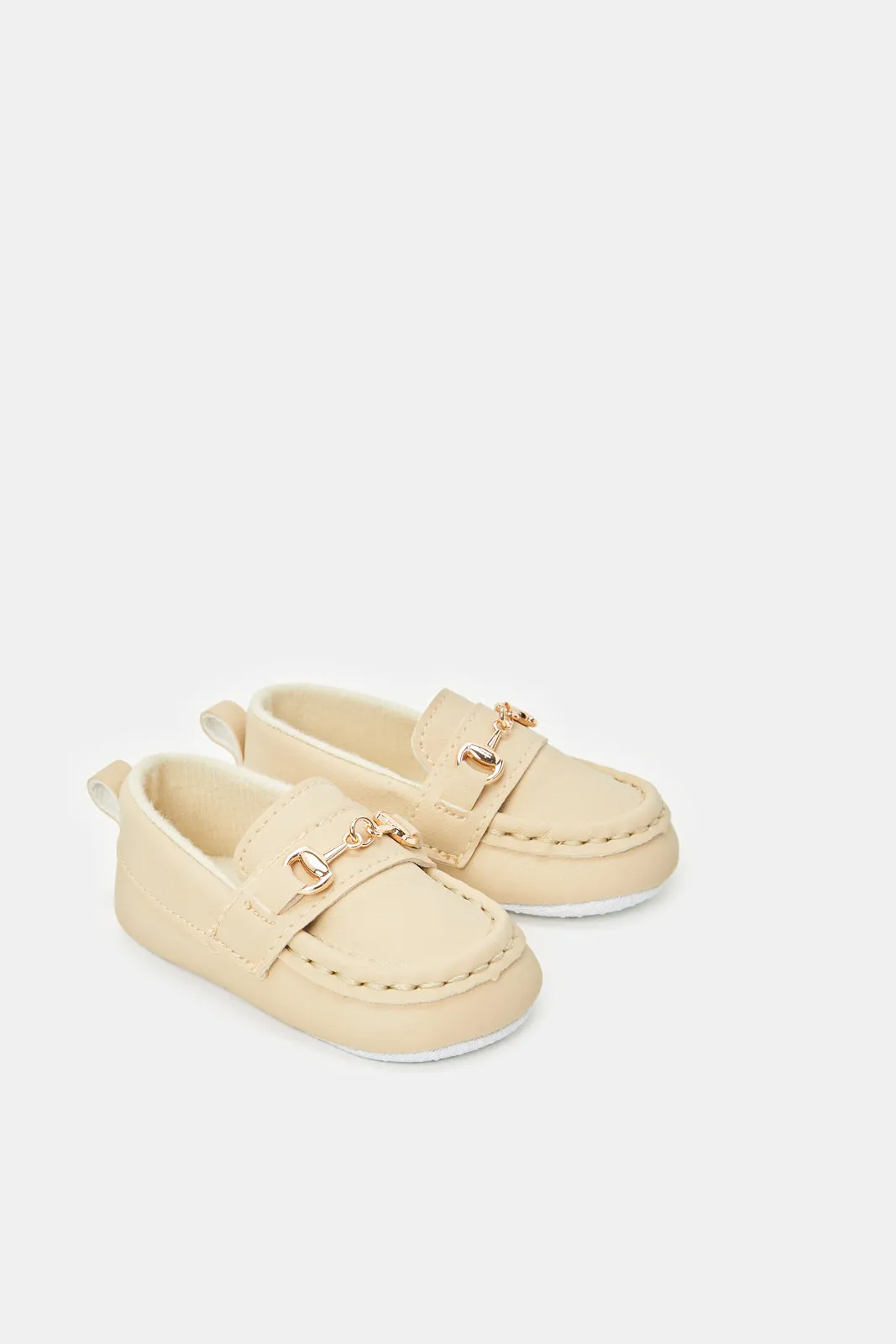 Baby Tan Embellished  Pram Shoe