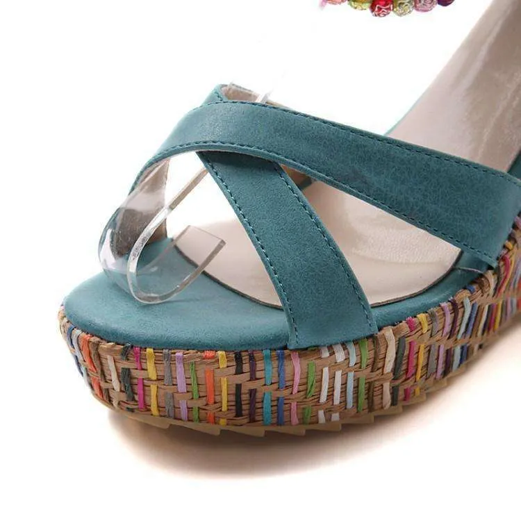 Beaded Multi Color Wedge Heels