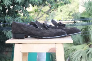 Bespoke Black  Suede Tussle Loafer Shoe for Men