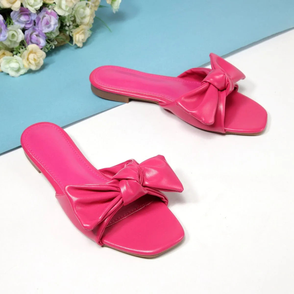 Bow Decor Slide Sandals