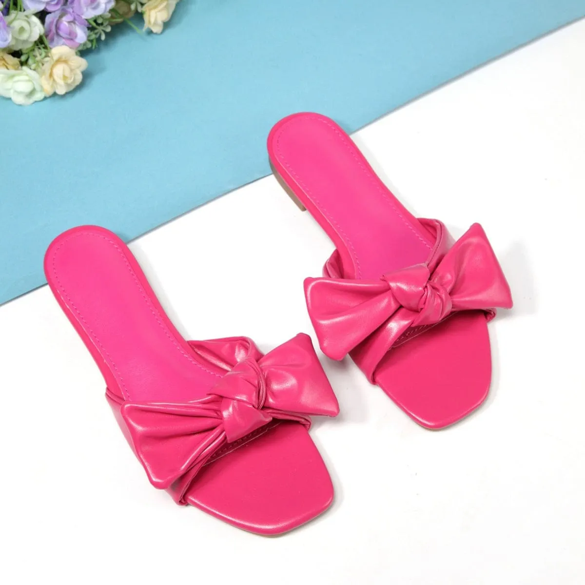 Bow Decor Slide Sandals