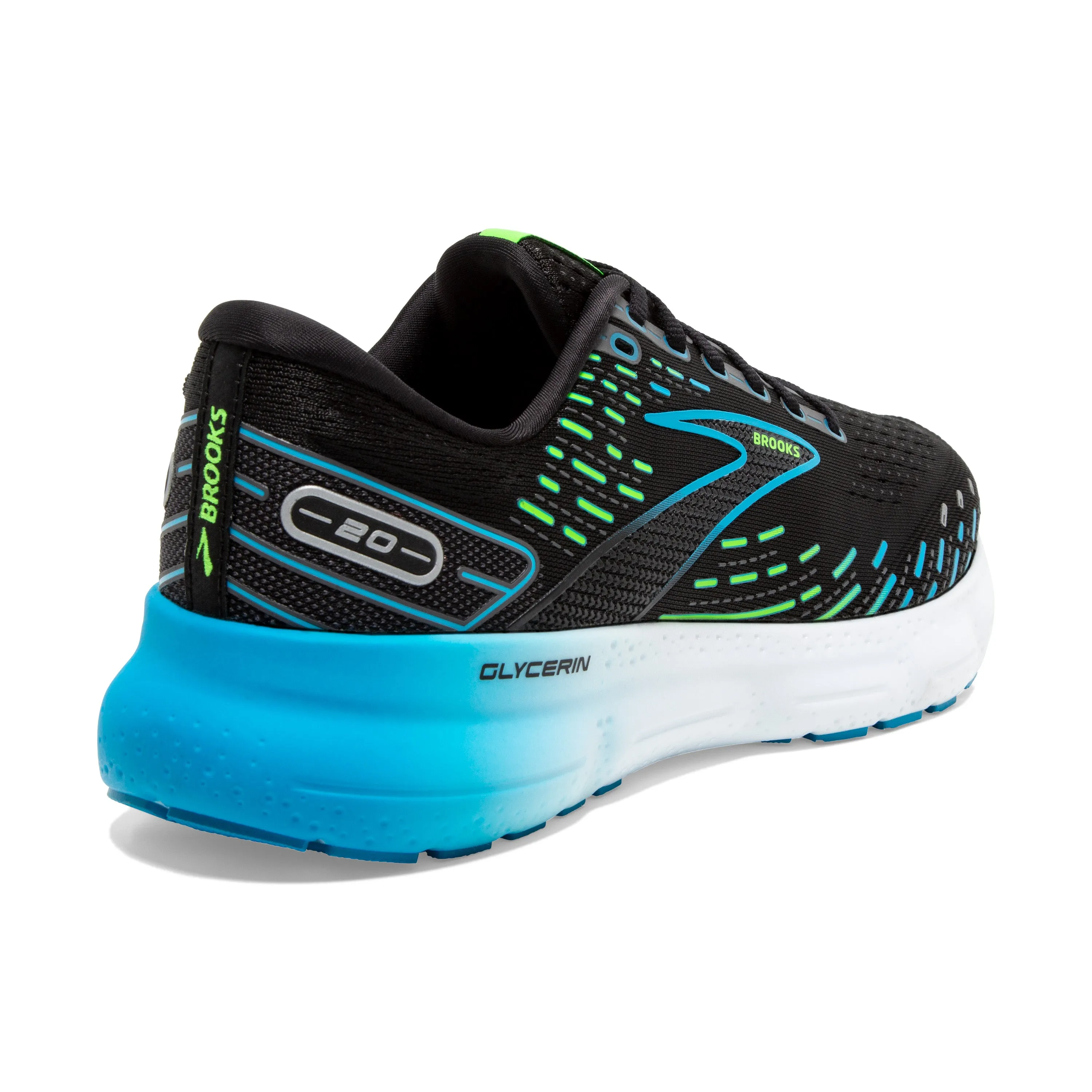 Brooks Mens Trainer Glycerin 20 Black/Hawaiian Ocean/Green