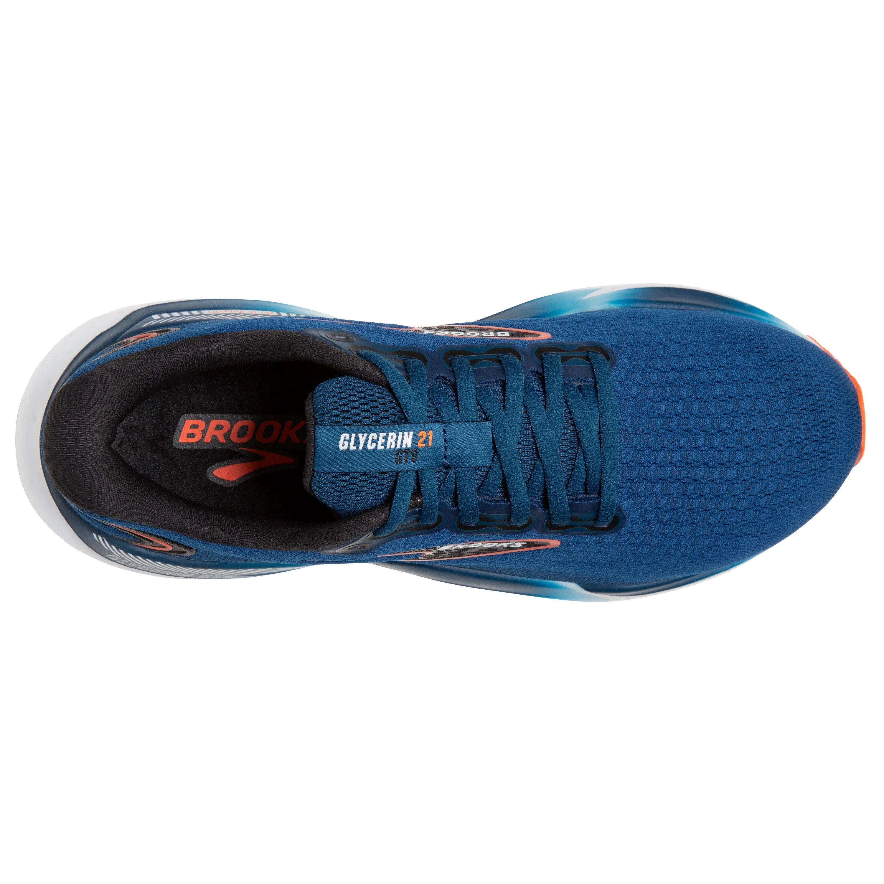 Brooks Mens Trainer Glycerin GTS 21 Blue Opal/Black/Nasturium