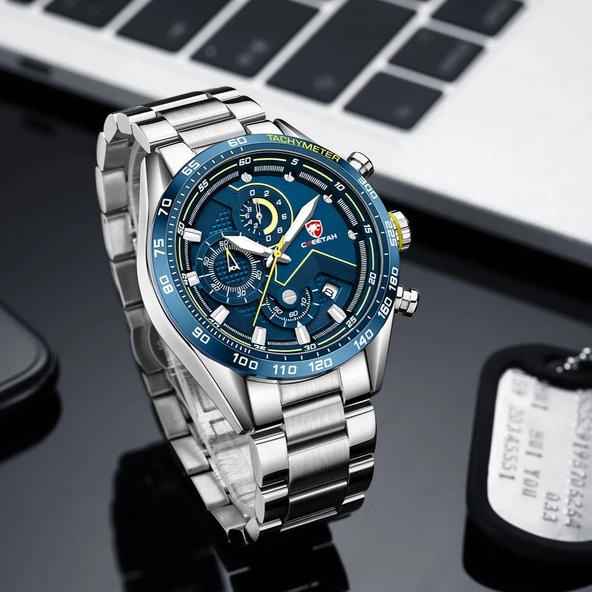 CHEETAH CH1614 CREST - Men's Sophisticated Watch - Silver Blue