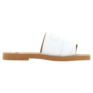 Chloé Elegant White Cotton Slide Sandals