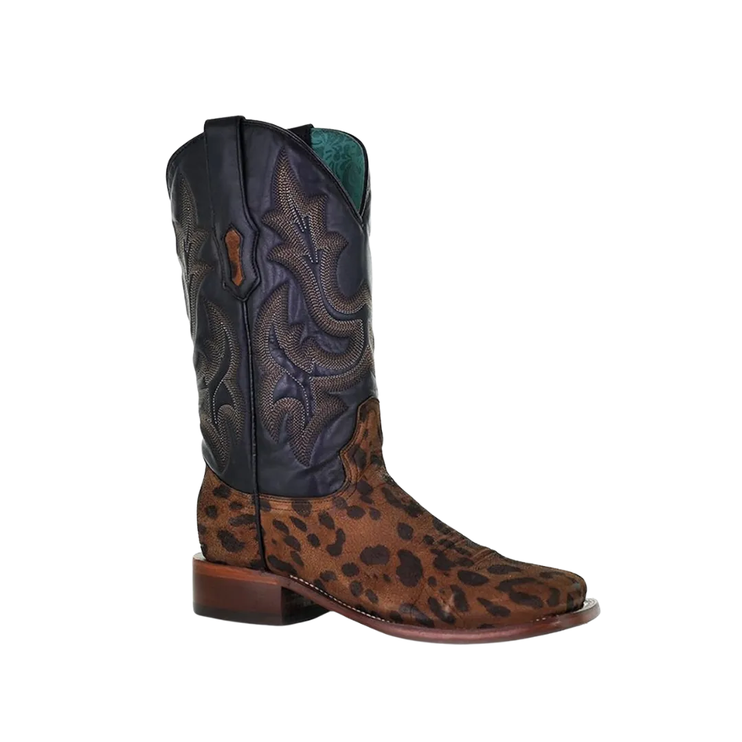 Corral Women's Overlay Studs Square Toe Turquoise Brown Boots