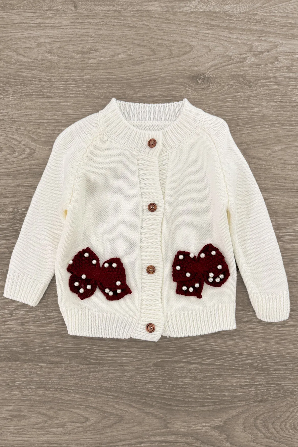 Cream Bow Sweater Cardigan