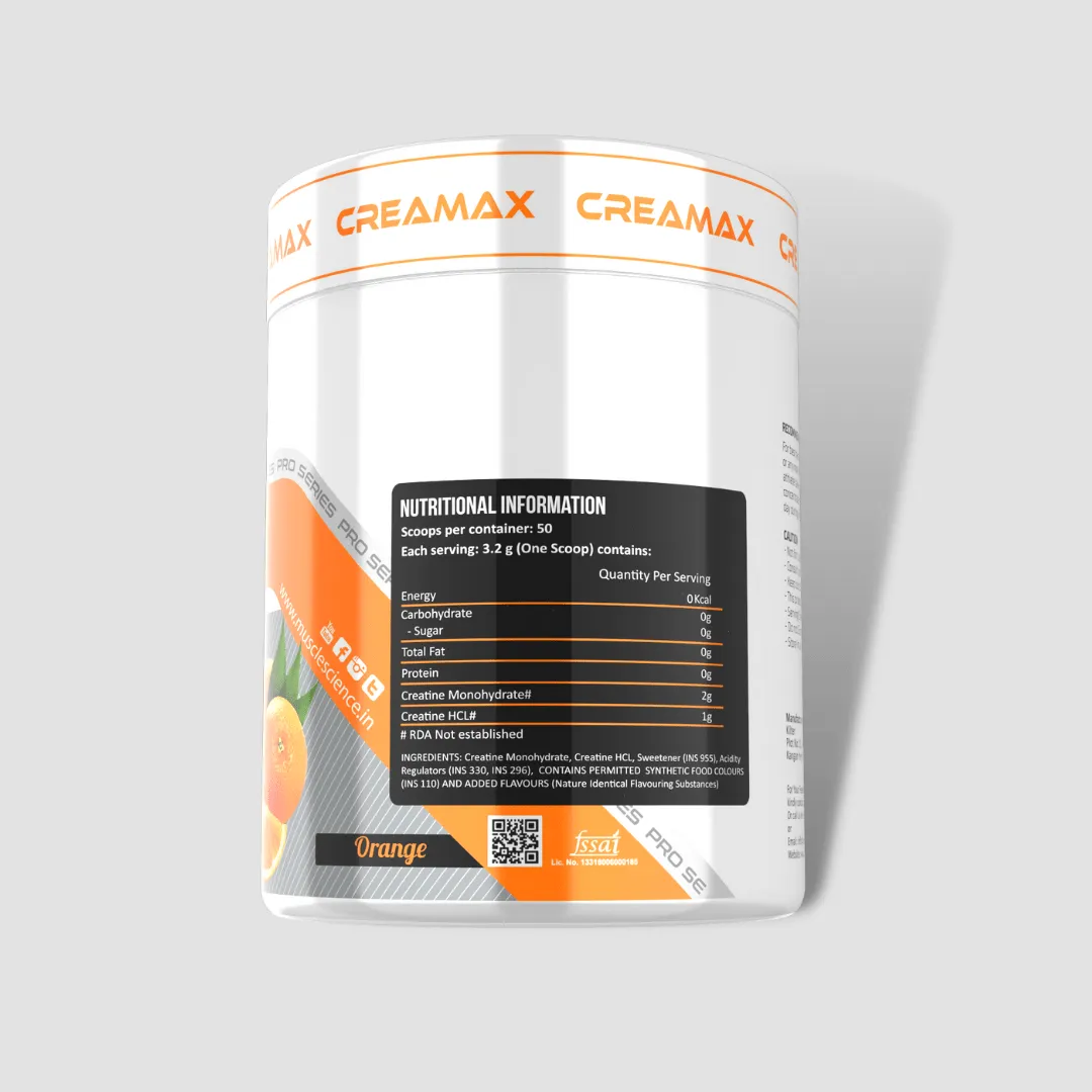 Creamax Creatine Monohydrate With HCL Creatine – 50 Servings | Mango