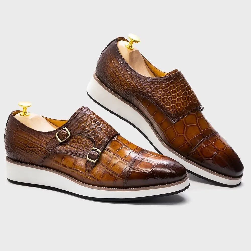 CrocoLuxe Exquisite Crocodile Texture Monkstraps