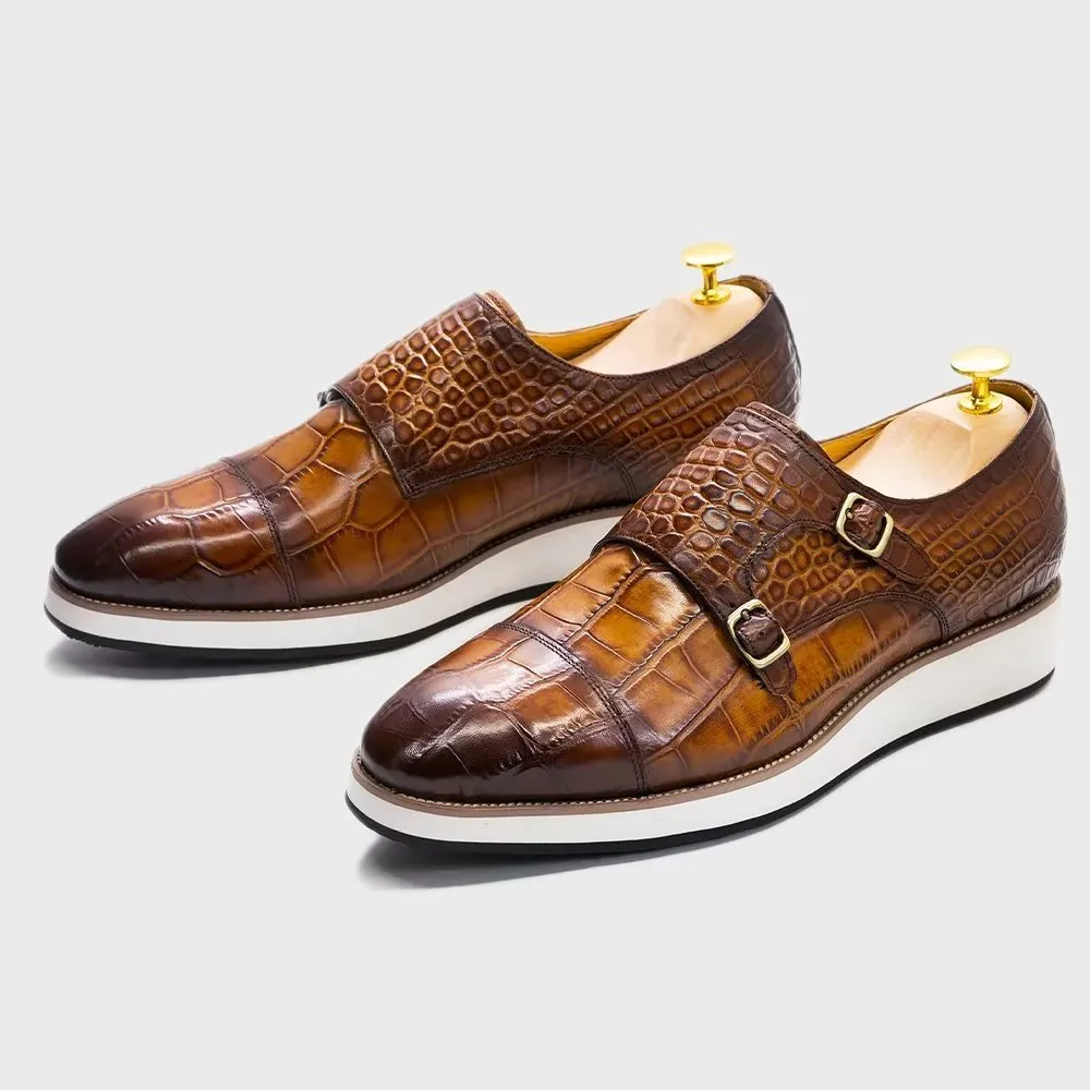 CrocoLuxe Exquisite Crocodile Texture Monkstraps