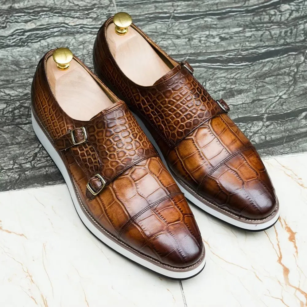 CrocoLuxe Exquisite Crocodile Texture Monkstraps