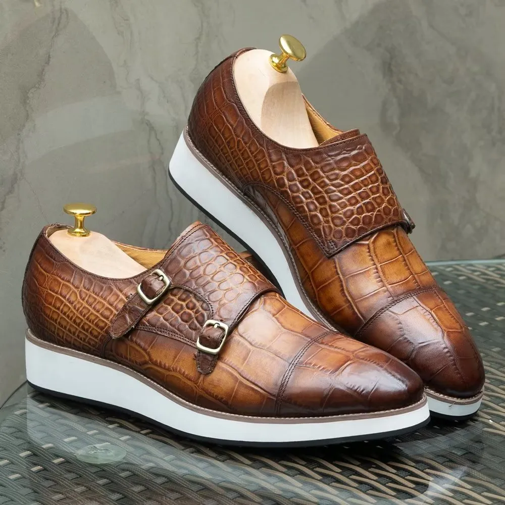 CrocoLuxe Exquisite Crocodile Texture Monkstraps