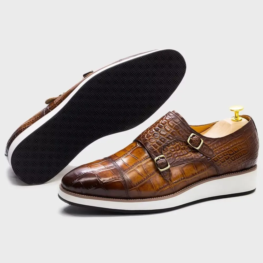 CrocoLuxe Exquisite Crocodile Texture Monkstraps