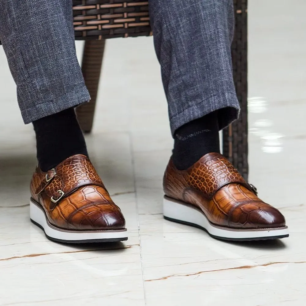 CrocoLuxe Exquisite Crocodile Texture Monkstraps