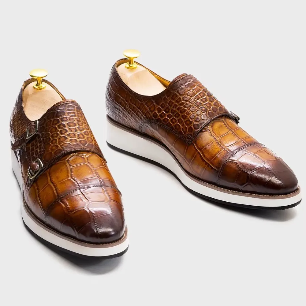 CrocoLuxe Exquisite Crocodile Texture Monkstraps