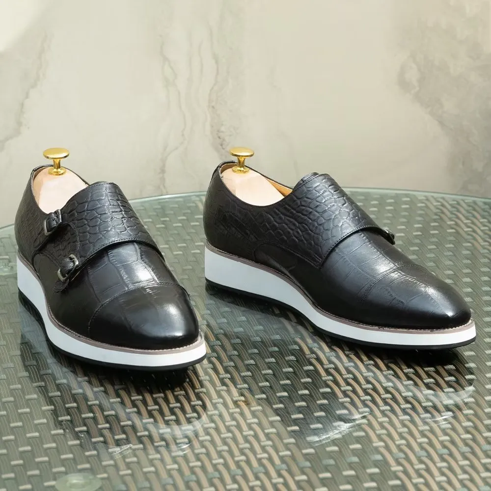 CrocoLuxe Exquisite Crocodile Texture Monkstraps