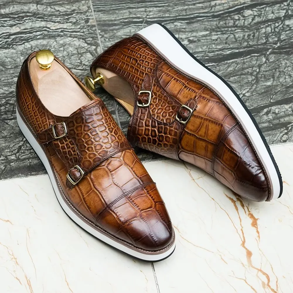 CrocoLuxe Exquisite Crocodile Texture Monkstraps