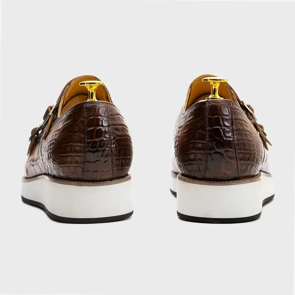 CrocoLuxe Exquisite Crocodile Texture Monkstraps