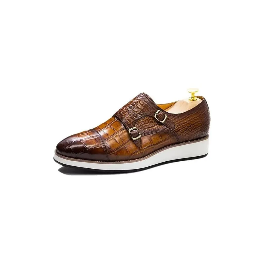 CrocoLuxe Exquisite Crocodile Texture Monkstraps