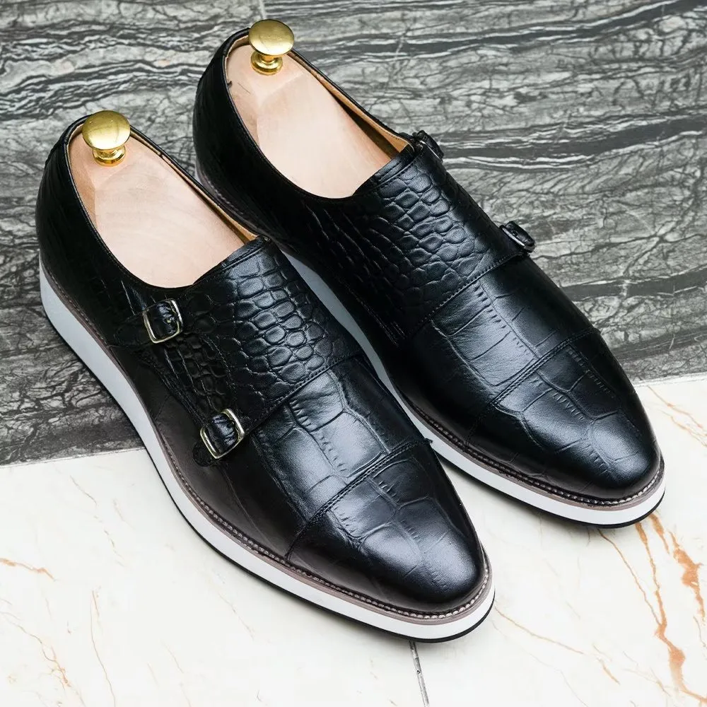 CrocoLuxe Exquisite Crocodile Texture Monkstraps