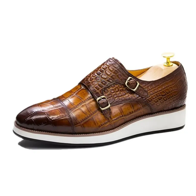 CrocoLuxe Exquisite Crocodile Texture Monkstraps