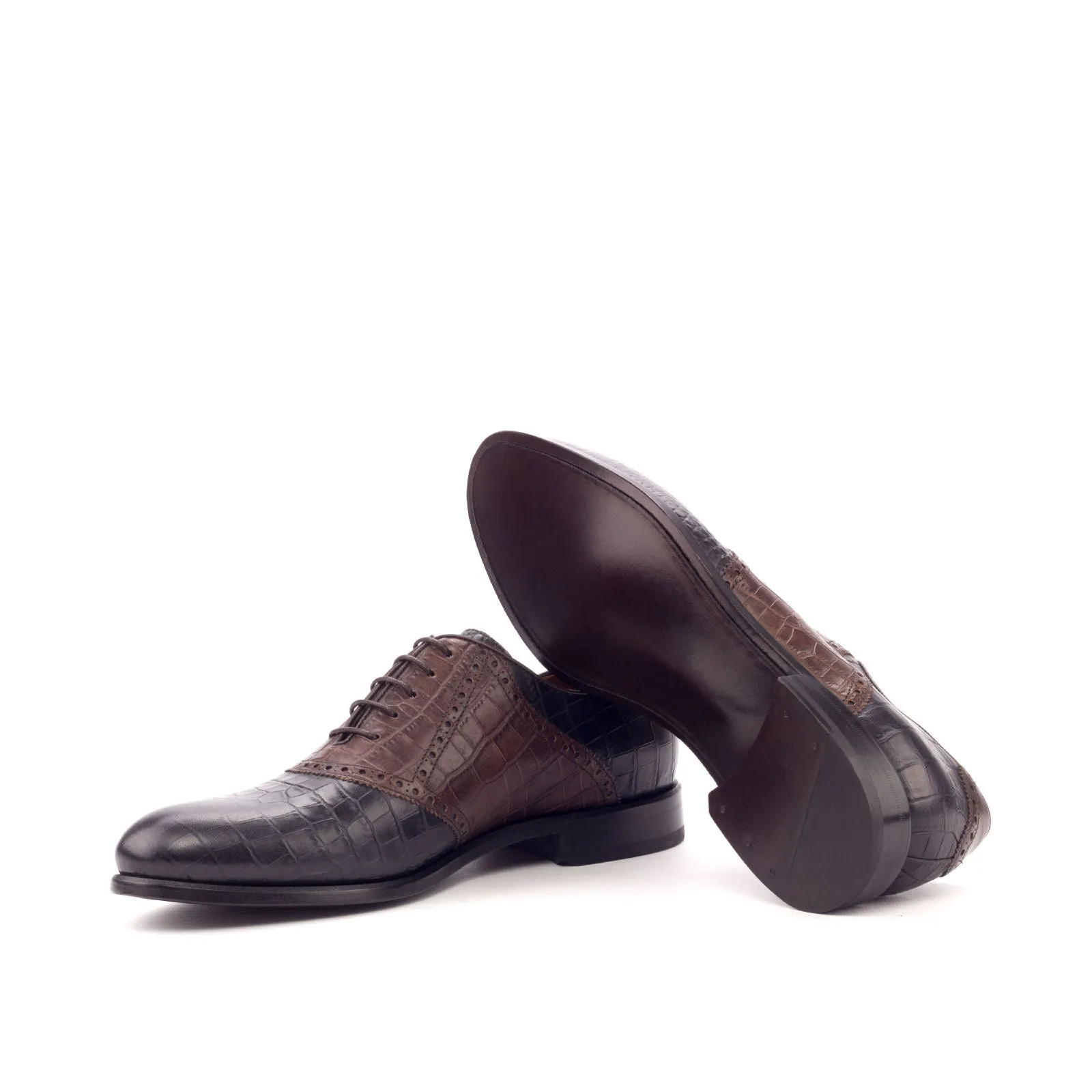 DapperFam Fabrizio in Black / Dark Brown / Dark Brown Men's Italian Leather Saddle