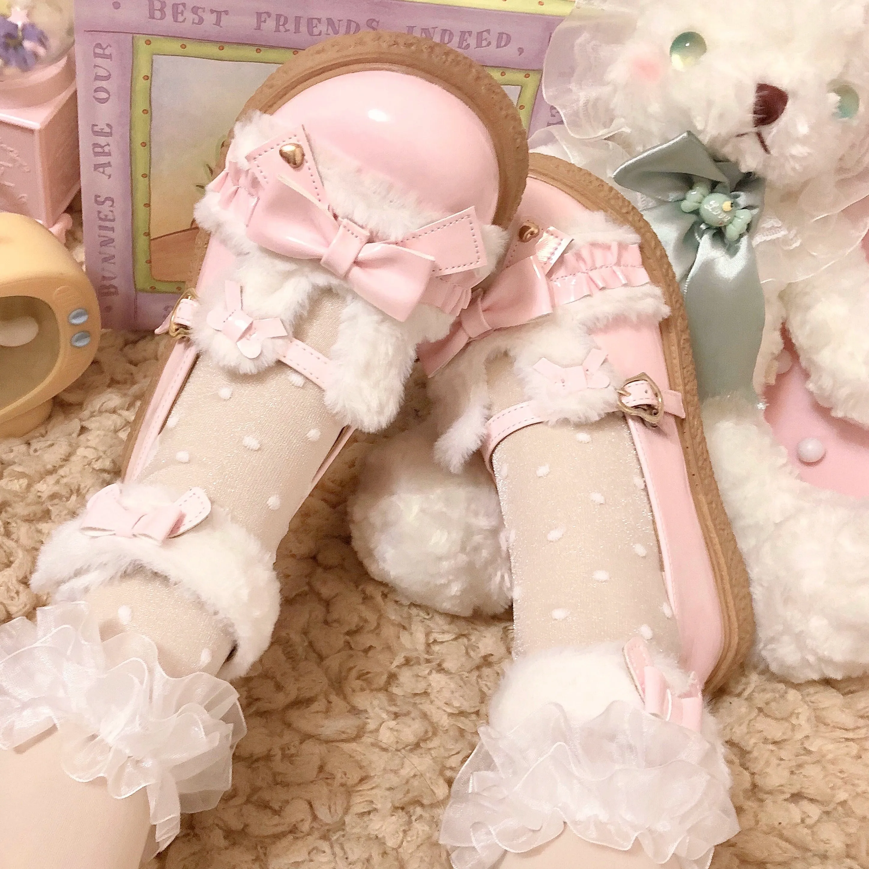 Fairy Godmother~Winter Girly Lolita Shoes Lolita Ankle Strap Shoes