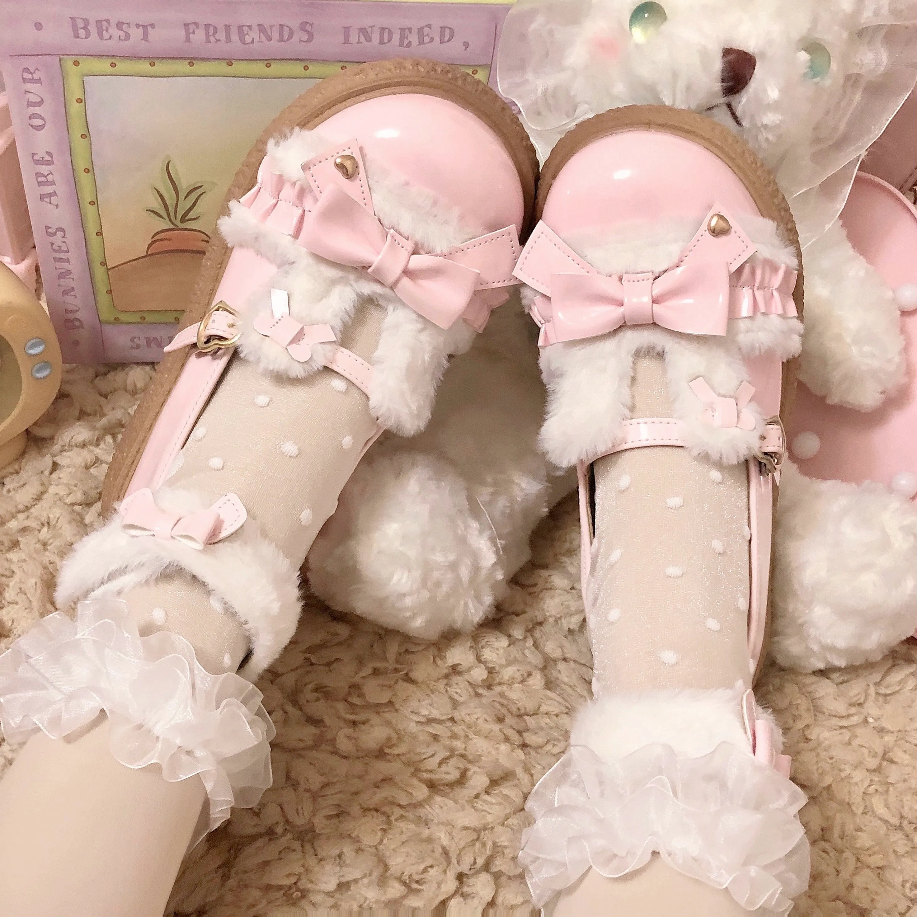 Fairy Godmother~Winter Girly Lolita Shoes Lolita Ankle Strap Shoes