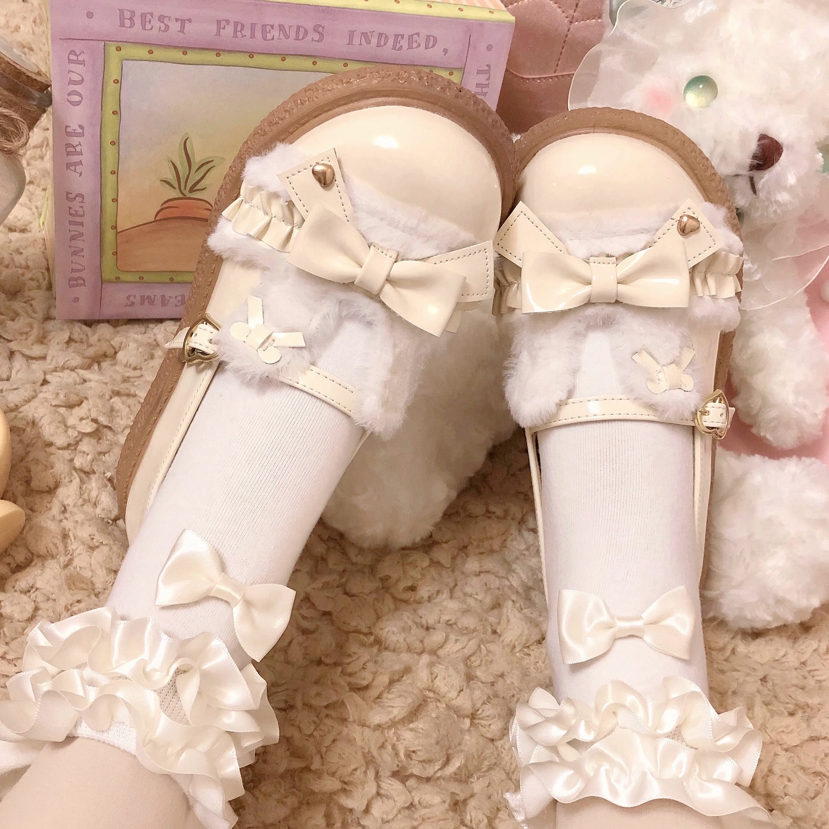 Fairy Godmother~Winter Girly Lolita Shoes Lolita Ankle Strap Shoes