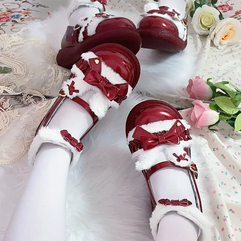 Fairy Godmother~Winter Girly Lolita Shoes Lolita Ankle Strap Shoes