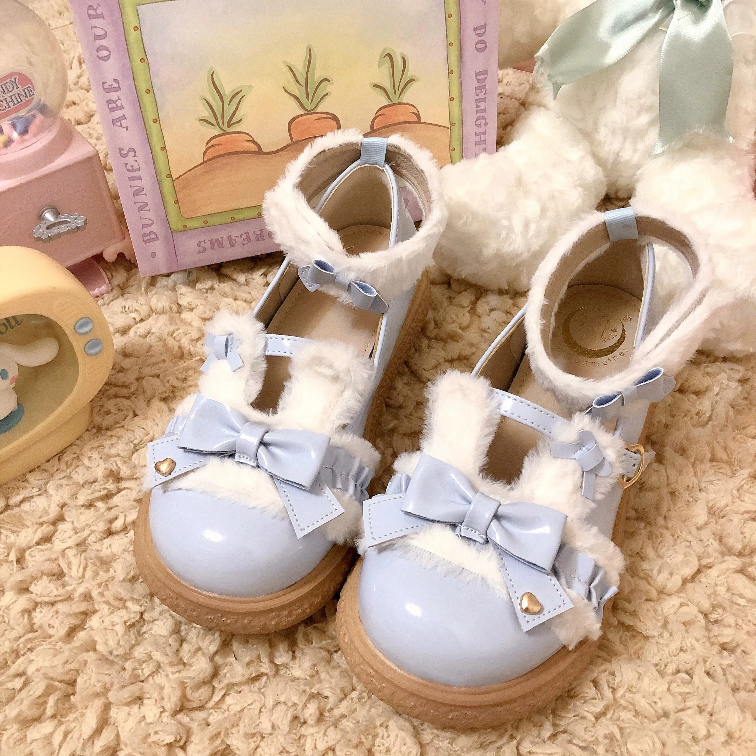 Fairy Godmother~Winter Girly Lolita Shoes Lolita Ankle Strap Shoes