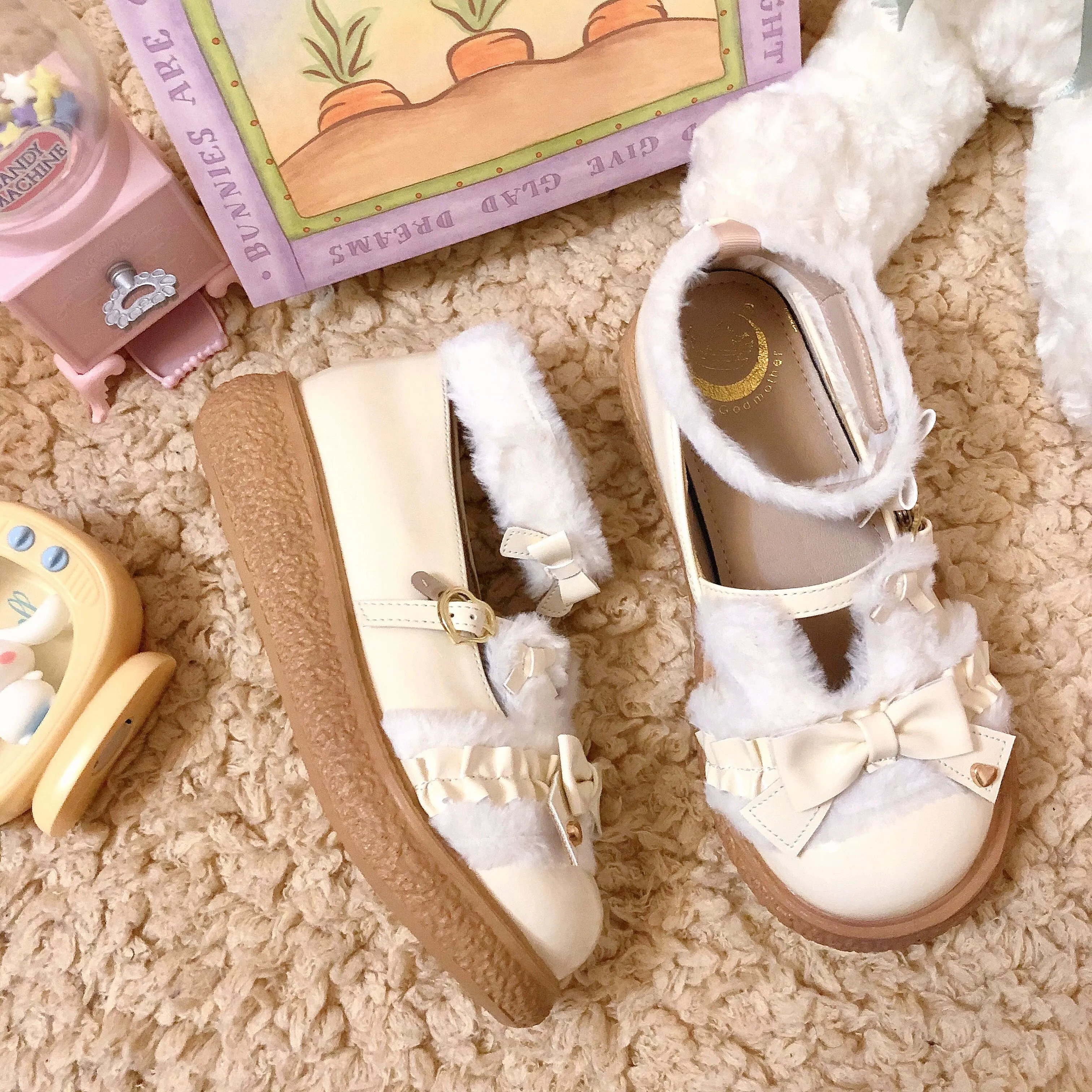 Fairy Godmother~Winter Girly Lolita Shoes Lolita Ankle Strap Shoes