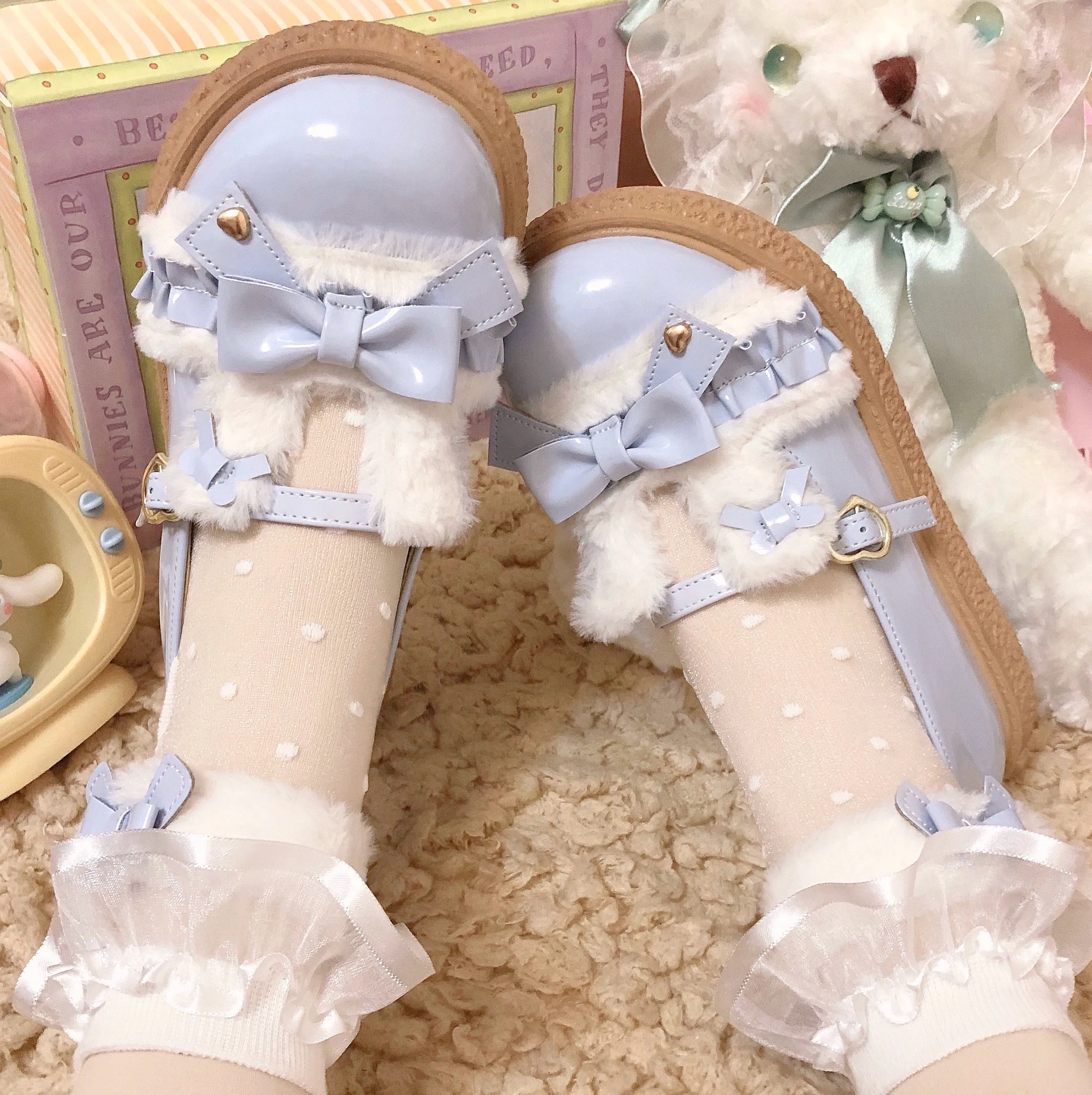 Fairy Godmother~Winter Girly Lolita Shoes Lolita Ankle Strap Shoes