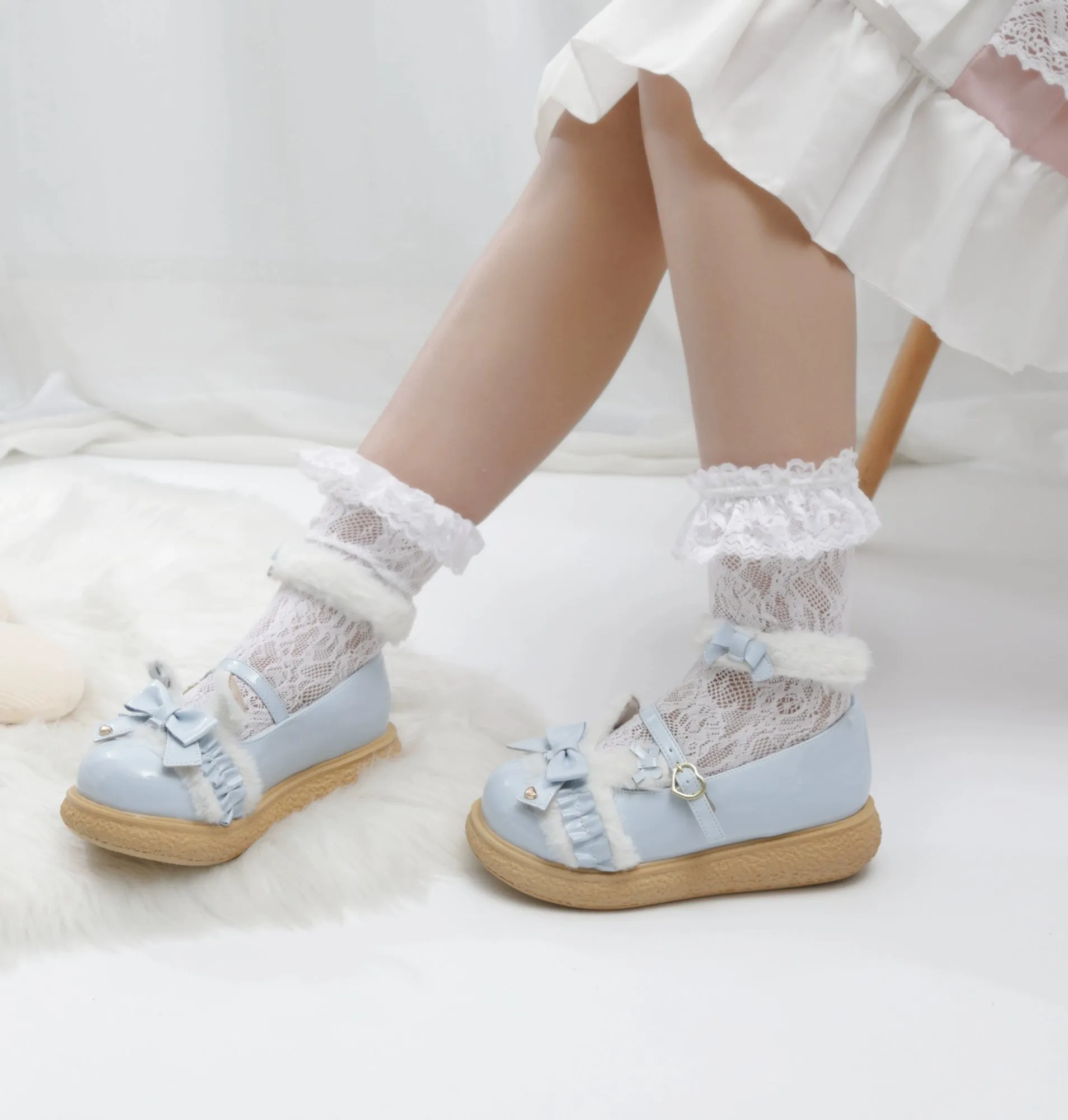 Fairy Godmother~Winter Girly Lolita Shoes Lolita Ankle Strap Shoes