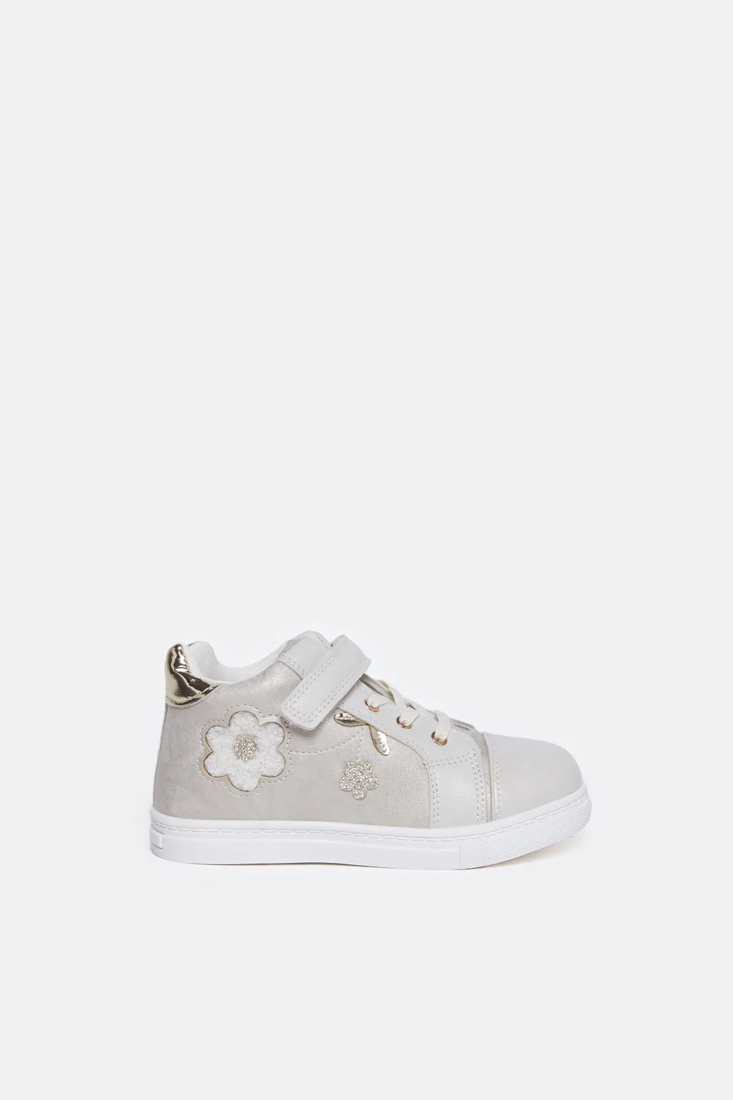 Girls Cream Flower Detail High-Top