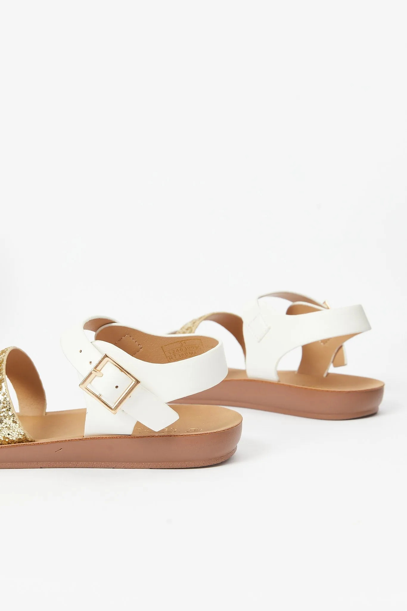 Girls White Glitter-Strap Sandal