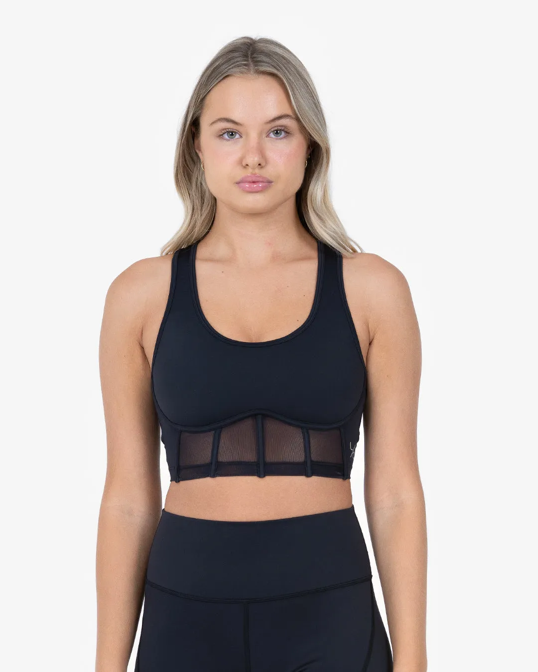 Glide Active Mesh Corset Bra Black FINAL SALE