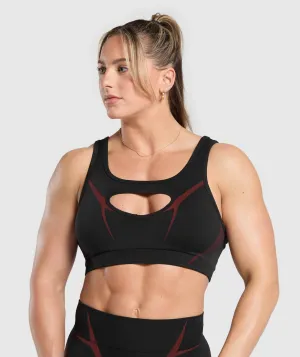 Gymshark Apex Lift Sports Bra - Black/Reps Red